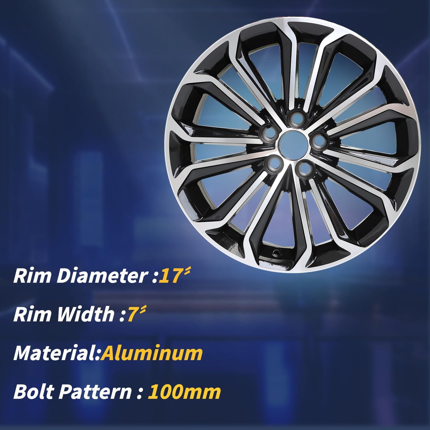 LUNEGUE New 17" x 7" 17 Inch Replacement Aluminum Alloy Wheel Rims Fit for 2014 2015 2016 Toyota Corolla 17 Inch Black Machine Face (Diamond Cut) Black Rim, OE Direct Replacement, ALY75152U45N