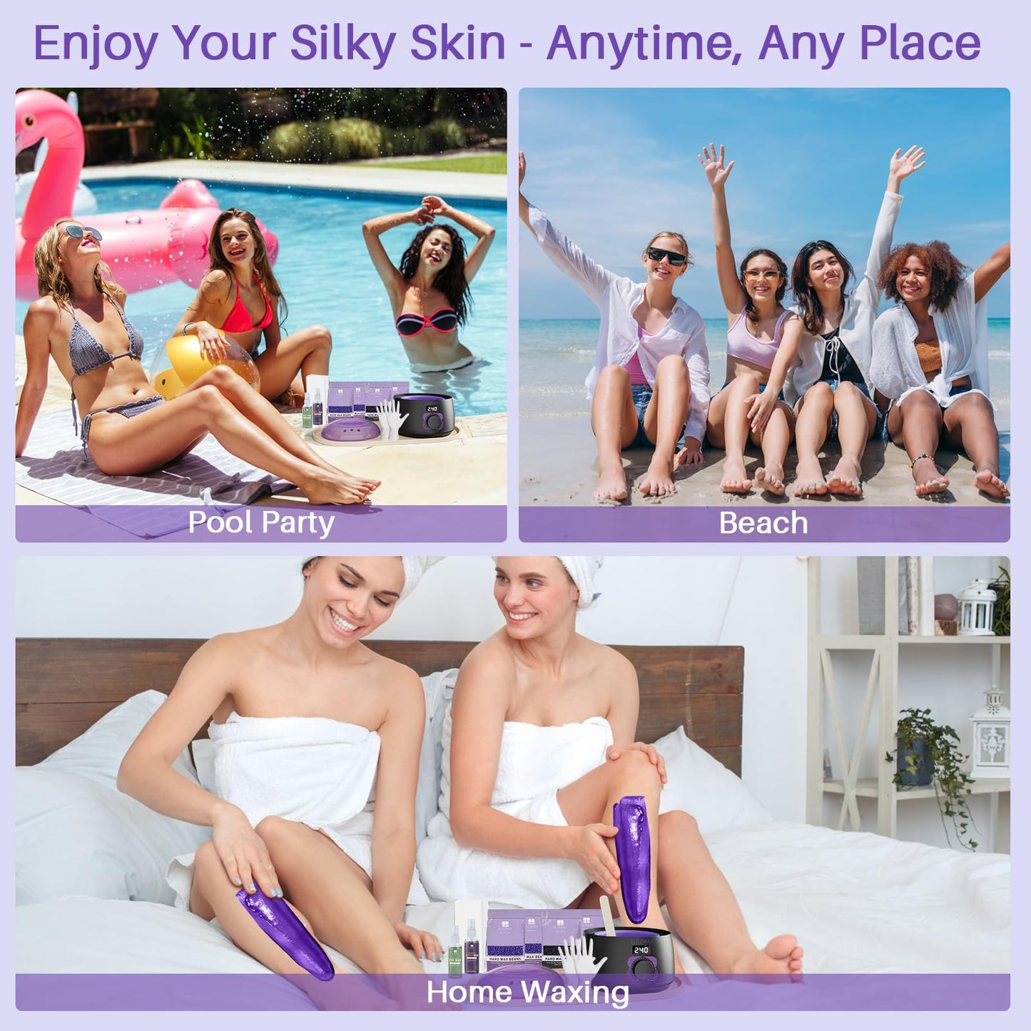 BLITZWAX Brazilian and Bikini Waxing Kit for Women, Hard Wax Warmer for Face, Legs and Body, At Home Hair Removal Kit, Beginner Friendly, Digital Fast Heating, 51 Wax Items