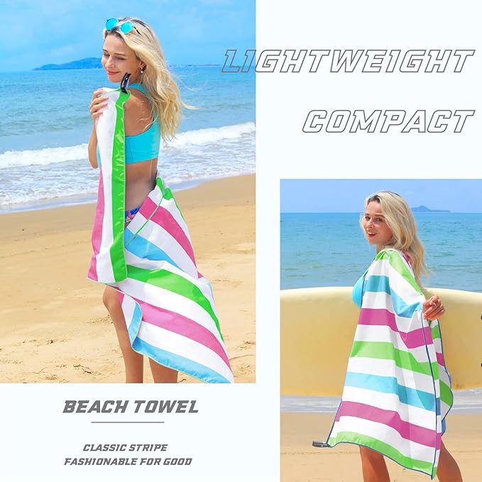 Exclusivo Mezcla Microfiber Quick Dry Beach Towel, Oversized Lightweight Sandfree Pool Towel for Swimming Camping Travel with Bag (Multicolor, 35x70 Inches)