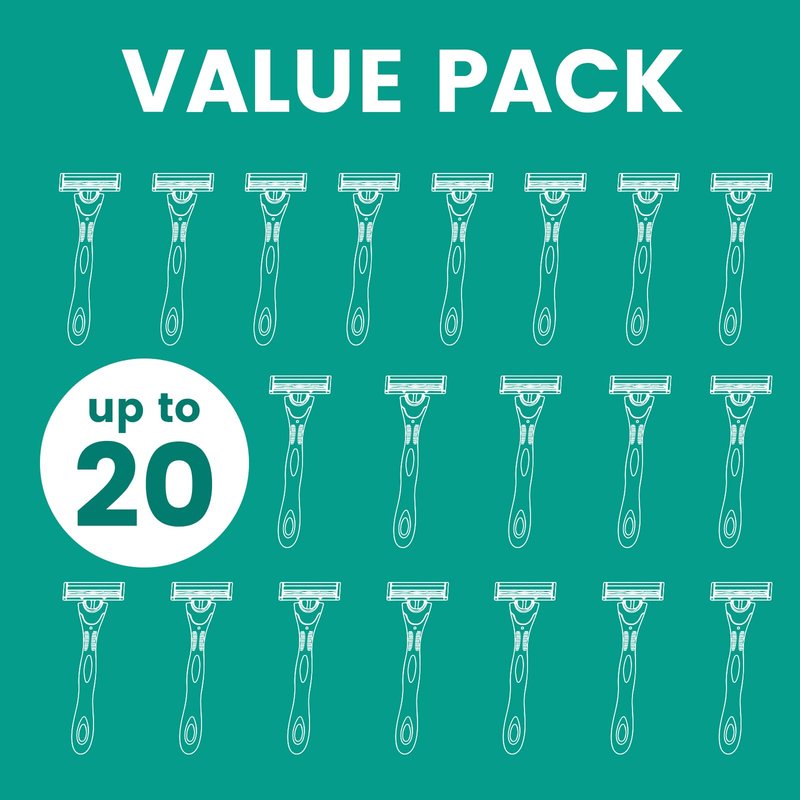 Comfycheer 20 count Disposable Razors Blades for Men，3-Blade Razors，Bulk Stainless Steel Shavers with Lubricating Strip for Shaving Sensitive Skin