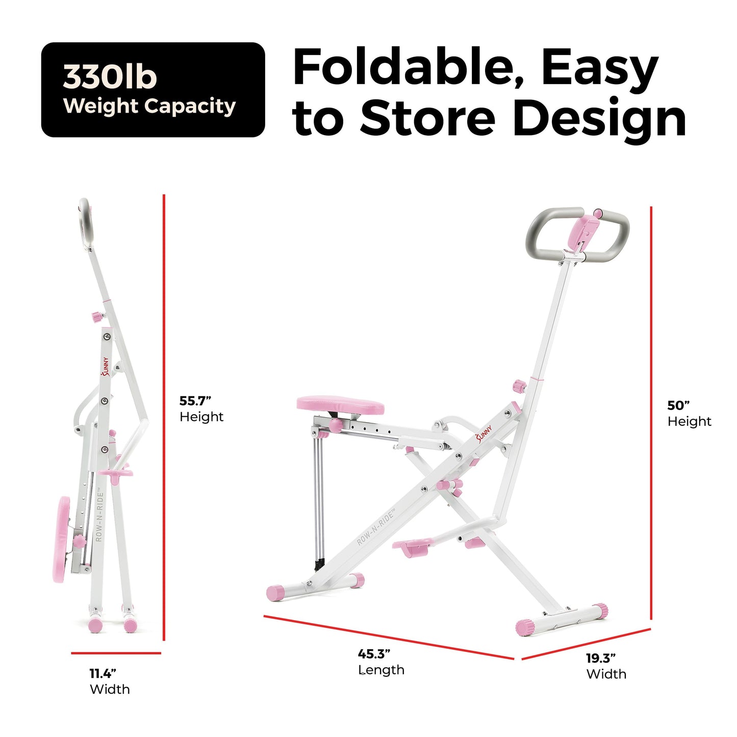 Sunny Health & Fitness Upright Row-N-Ride® Exerciser in Pink – P2100