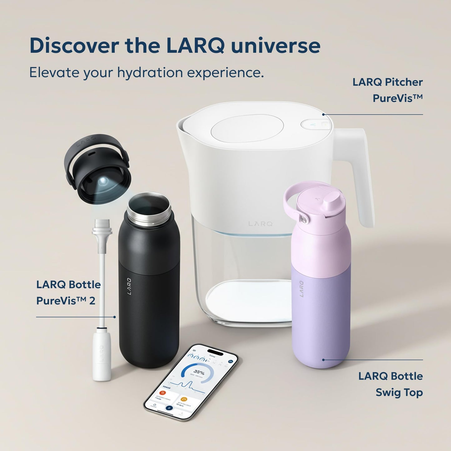 LARQ Pitcher Filter 4-pack, Advanced Carbon Filters, Removes Lead, Mercury and More, Good for 8 Months, Regular, Blue