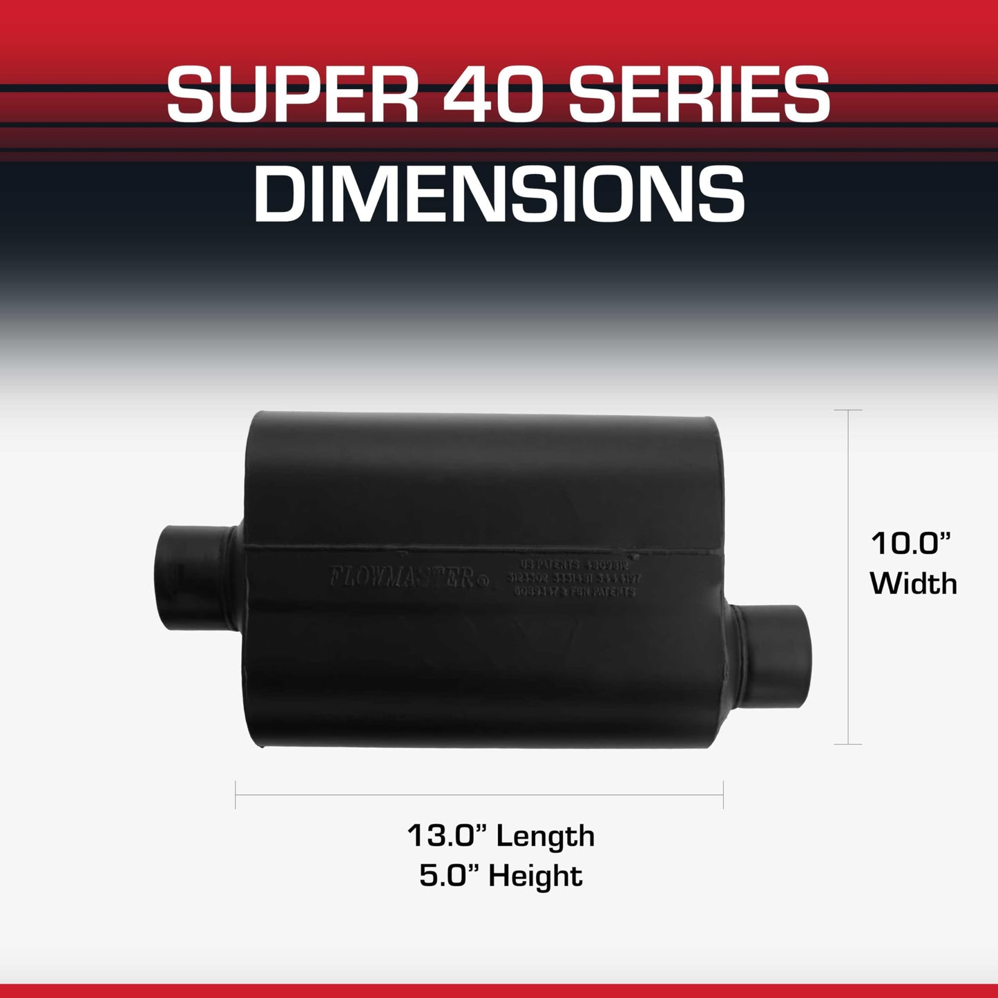 Flowmaster Super 40 Series Chambered Muffler - 3.0” Center In/Offset Out - Aggressive Sound - Aluminized Steel - Perfect for Muscle Cars, Lifted Trucks, Street Rods, and High-Torque Builds (953047)
