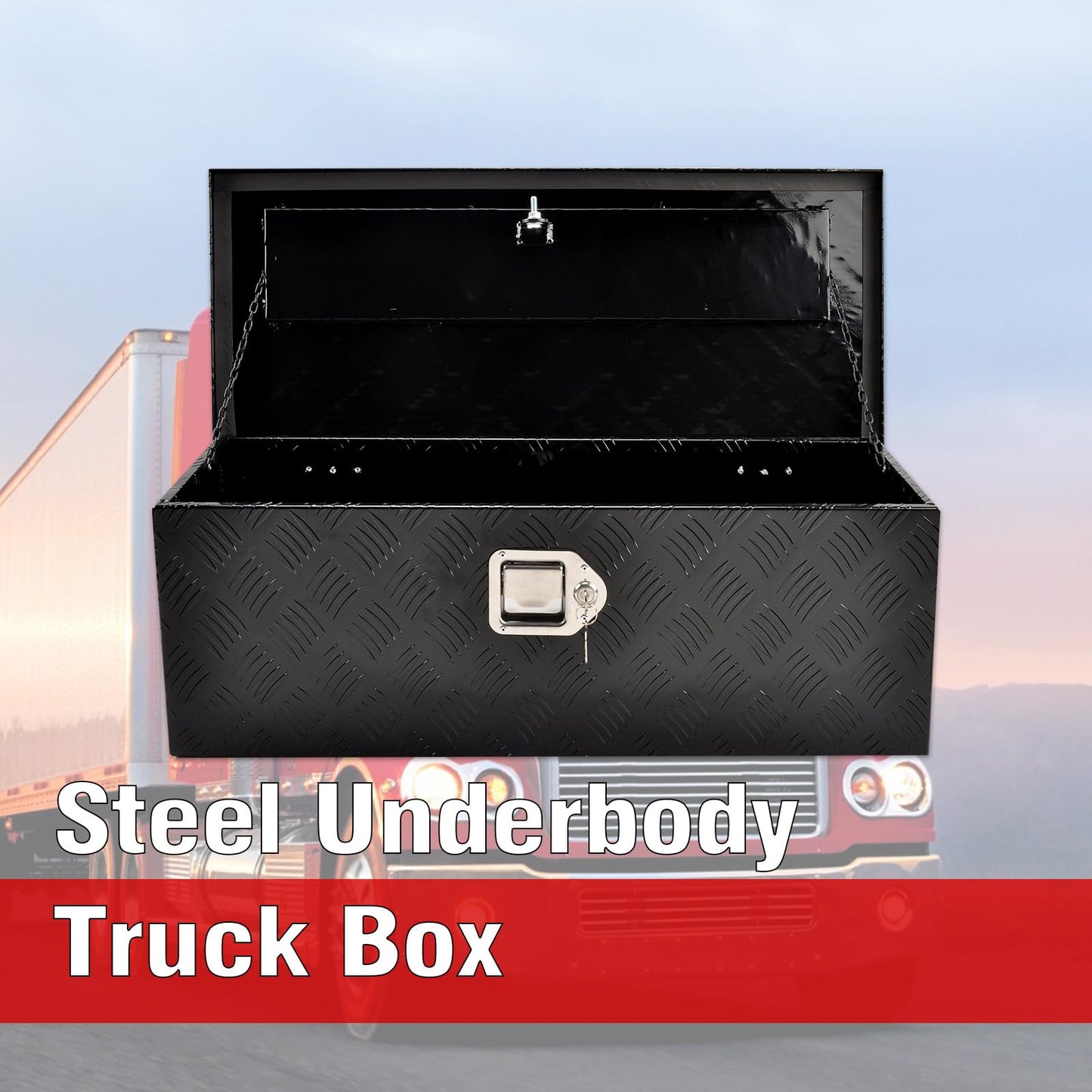 TBAPFS 30 Inch Black Aluminum Tool Box 5 Bar Tread ToolBox for Truck Bed Car Outdoor Trailer Pickup Underbody RV ATV Storage Underbed Tools Organizer w/G Lock &Keys - 30''X13''X10''