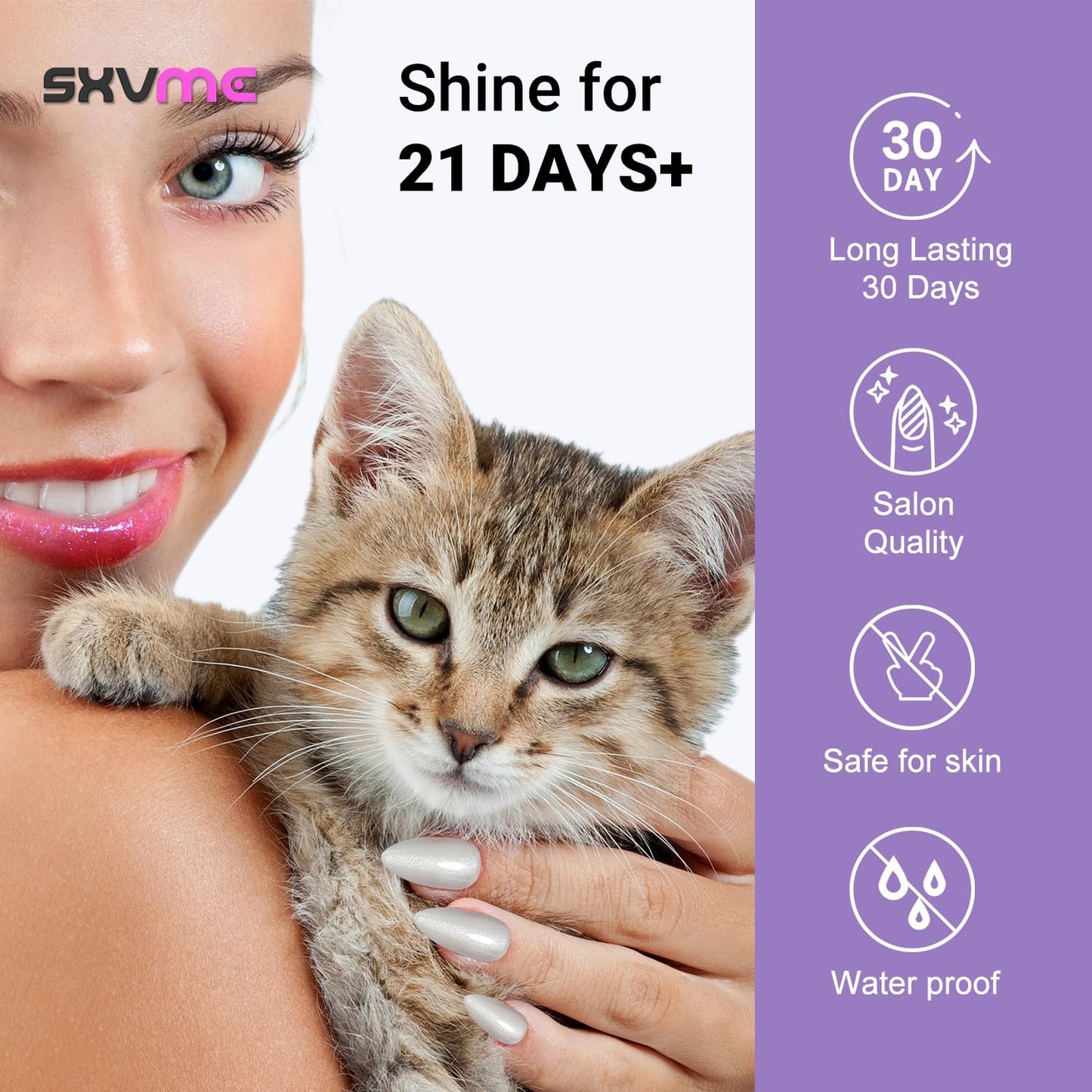 SXVME Cat Eye Black Press On Nails Medium Almond Shaped - 30 Pcs Stiletto Fake Nails Acrylic Press ons, Natural Fit, Opaque Glitter Chrome Gel Nails Stick on, Soft Gel Glue on Nails for Women, No Glue