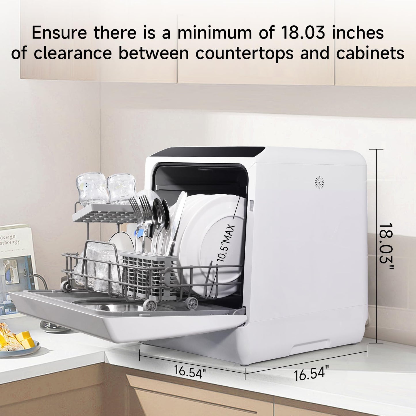 Portable Dishwasher Countertop, Countertop Dishwasher With Water Tank, Counter Top Dishwasher With 5 wash Programs, It can also be connected to the tap. For apartments, dorms, RVs