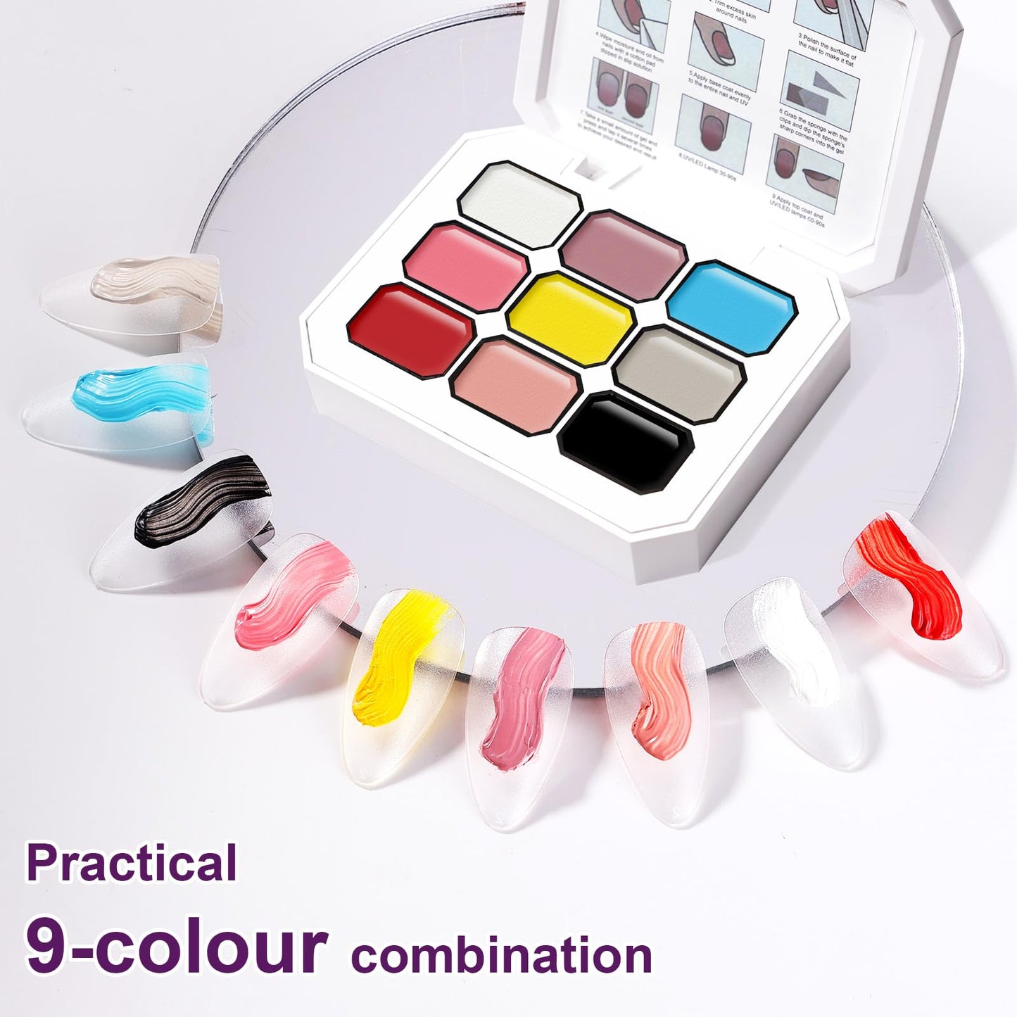 U-Shinein Gradient Painting Gel, 9 Colors Ombre Gel 3D Sculpture Effect Black&White Nude Pink Sponging for Pigment Pat Aura Nails French Manicure Soak Off UV Artistic Inspiration