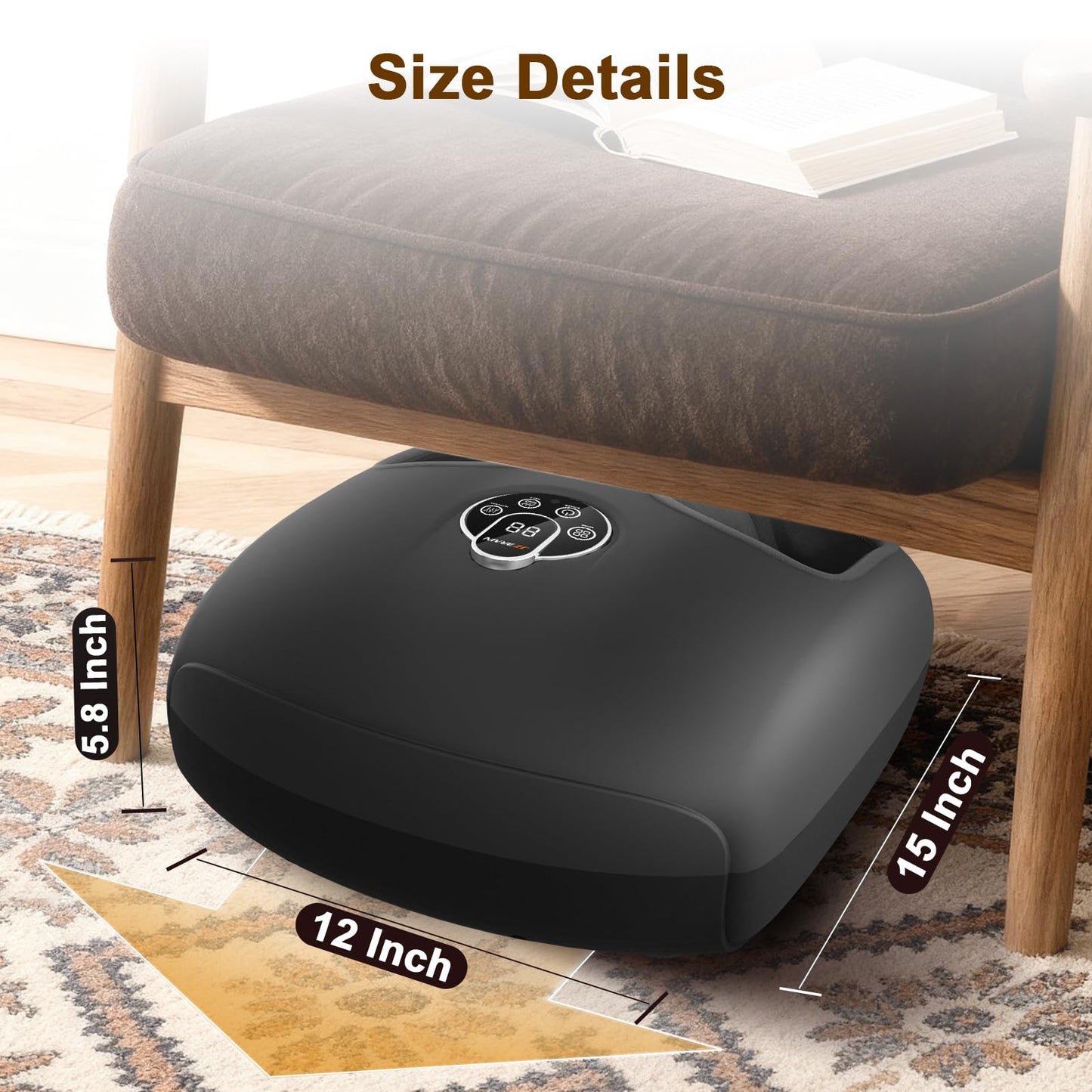 JZBRAIN Shiatsu Foot Massager Machine with Heat : Deep Kneading Foot Massager with Vibration & Compression for Plantar Fasciitis & Neuropathy - for Women & Men,Relax for Home Office Use (Black)