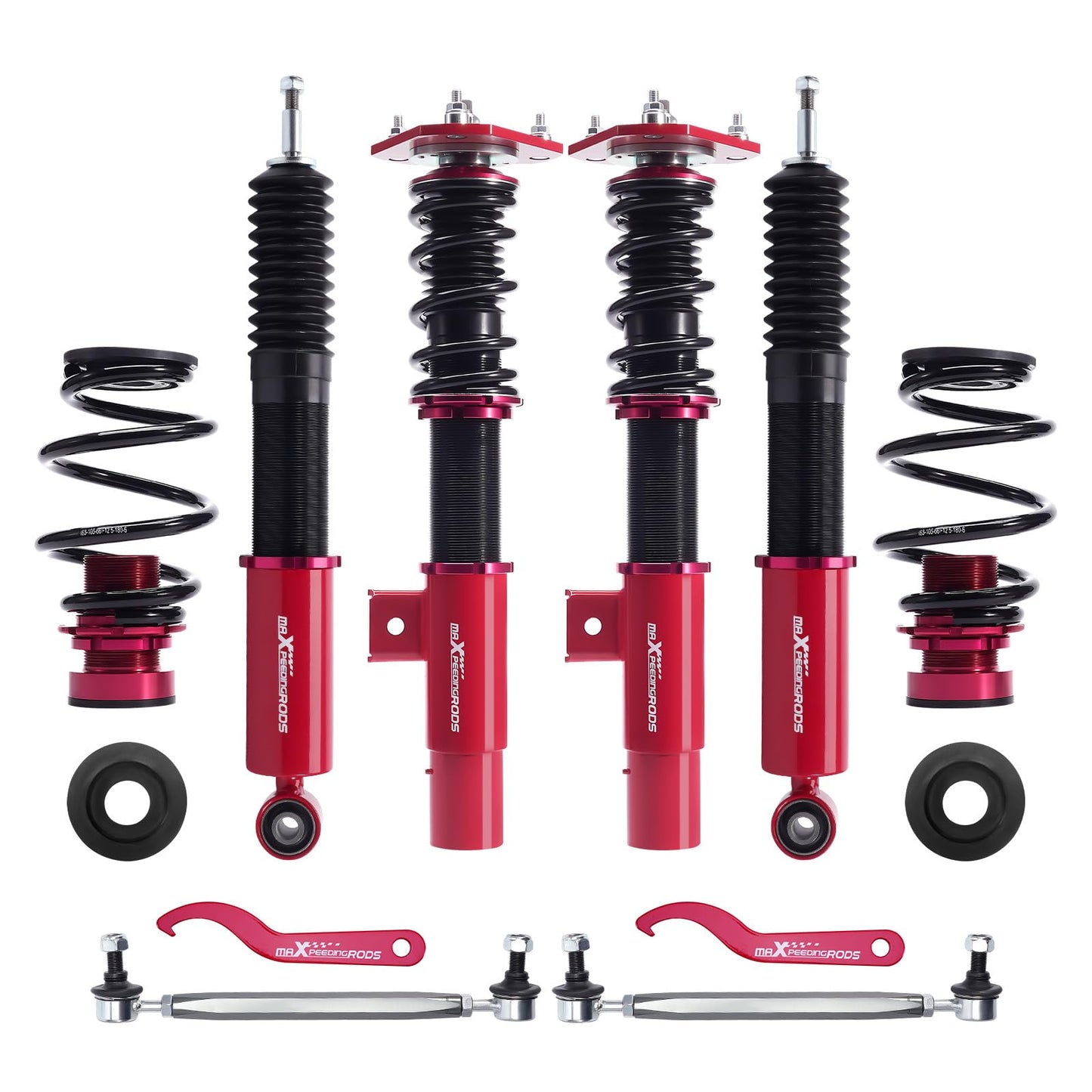 maXpeedingrods Coilovers for VW Jetta MK5/A5 2005-2011, for VW Jetta MK6/A6 2011-2019, for Golf MK5 MK6 2003-2012, Height Adjustable Coilovers Suspension Kit, Preset Damping Lowering Kit Red