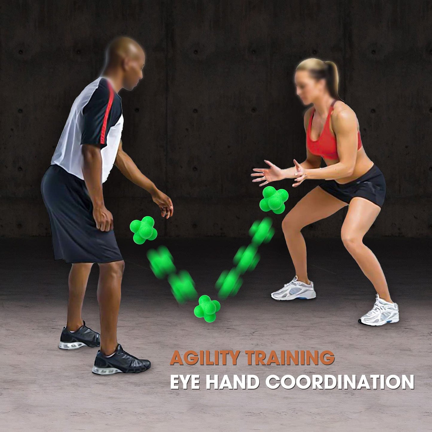 AIRLAXER Reaction Ball,Reflex Ball for Hand Eye Coordination Training,2.83 inch,Pack of 3-Grey,Yellow,Green.