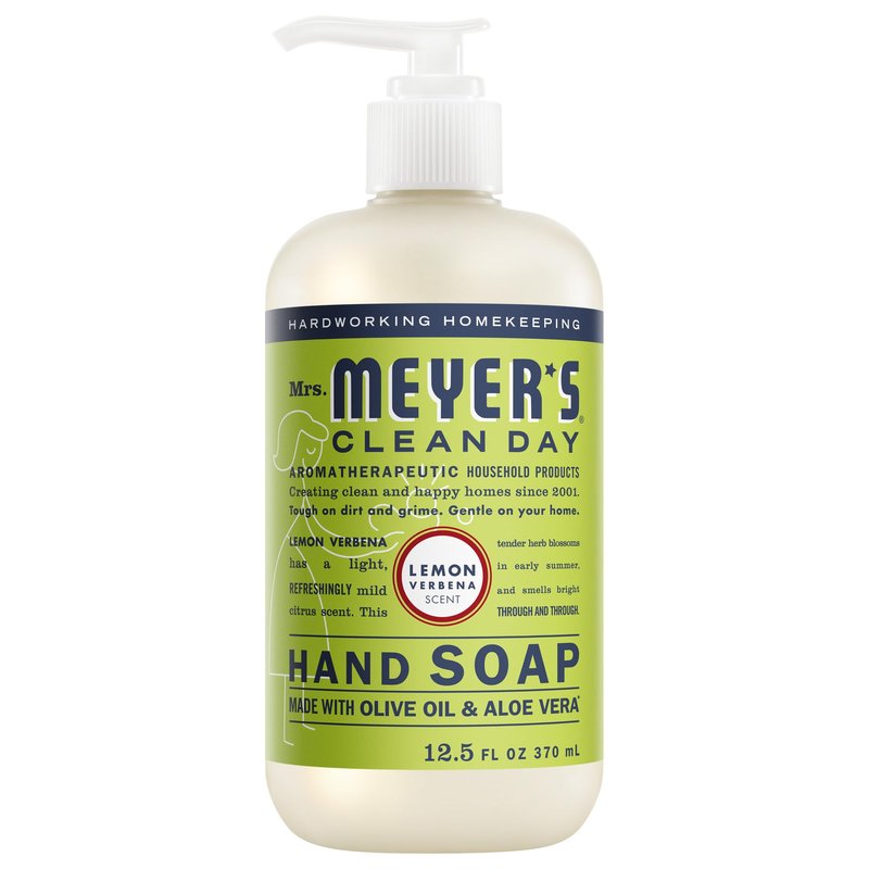 MRS. MEYER'S CLEAN DAY Hand Soap, Made with Essential Oils, Lemon Verbena, 12.5 fl. oz