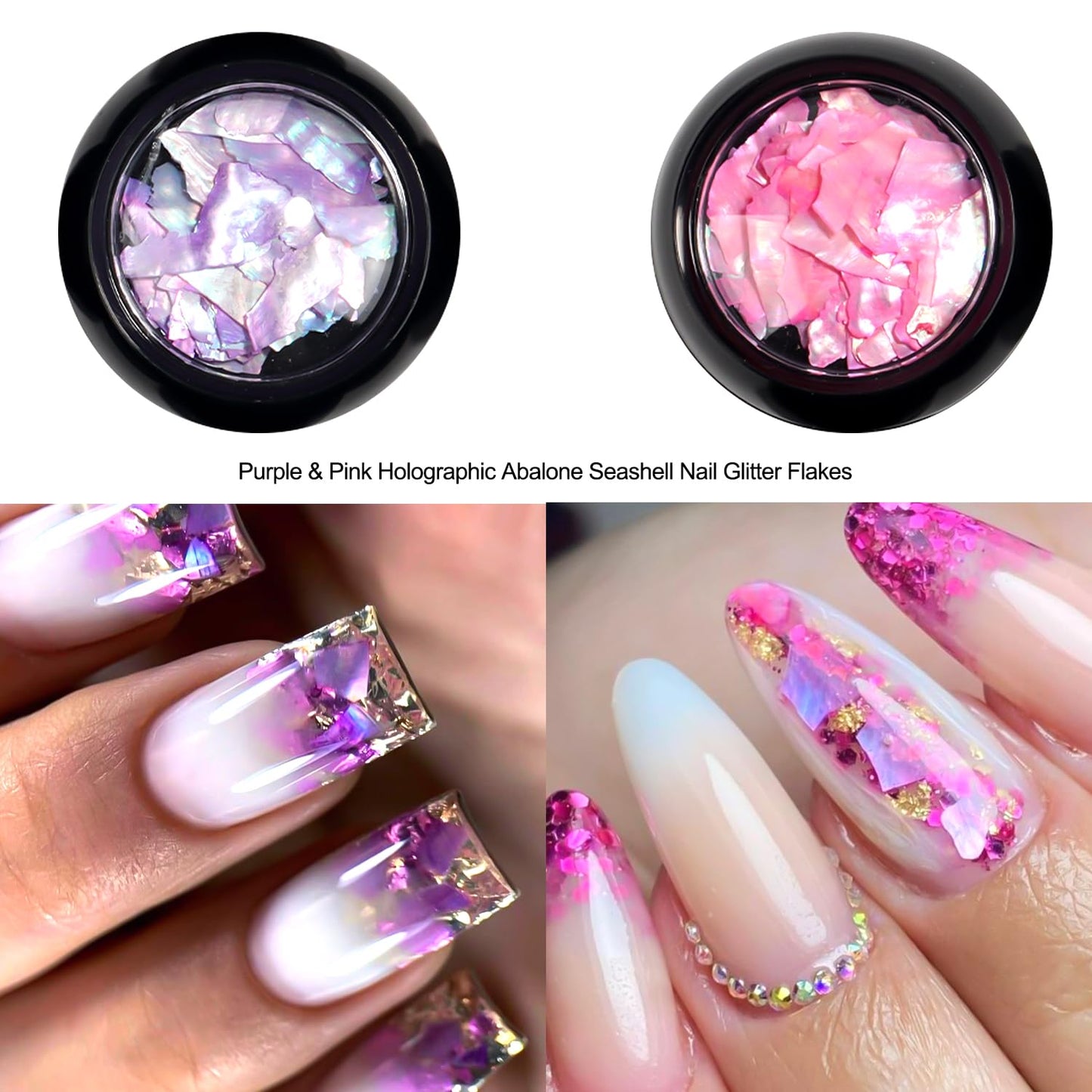 12 Jars Holographic Abalone Seashell Nail Glitter Flakes, 3D Irregular Thin Nail Art Sequins, Summer Nail Charms Mermaid Shell Slices Decorations, Manicure DIY Paillette Accessories for Women Girls