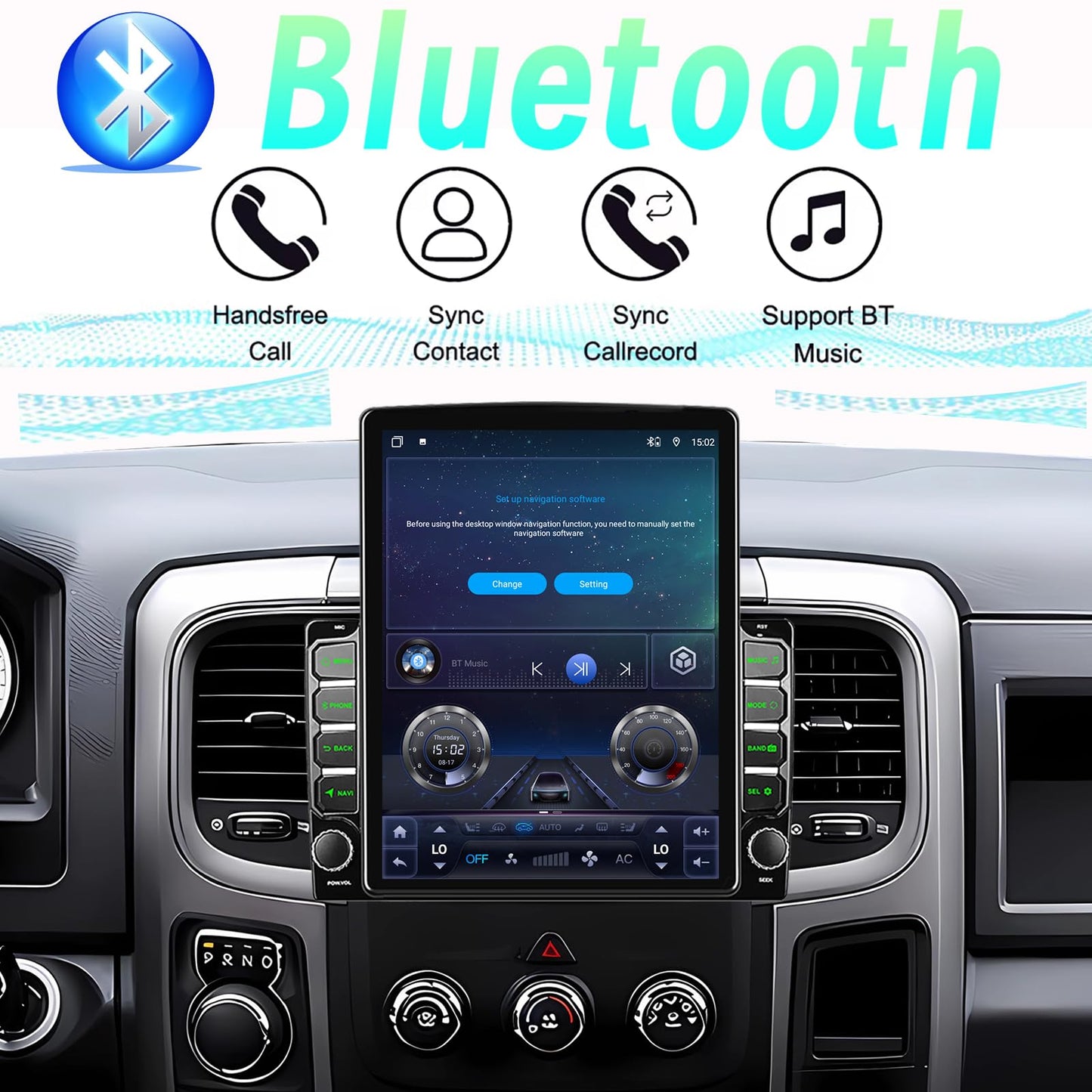 Android 14 Car Stereo Radio for Dodge Ram 1500 2500 3500 2013-2019 Built-in Carplay/Android Auto 9.7 inch Head Unit Tesla Style IPS Touch Screen with DSP Bluetooth GPS, FM WiFi, Manual AC Only