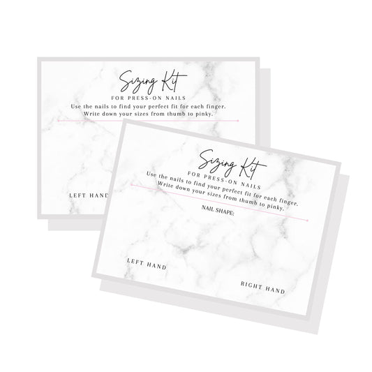 Lashicorn Press On Nail Sizing Card | 30 Pack | 5x7 inch Large Postcard |Press-On Nail Supplies | Press-On Nail Kit | Sizing Guide for Press-On Nails | Marble Design