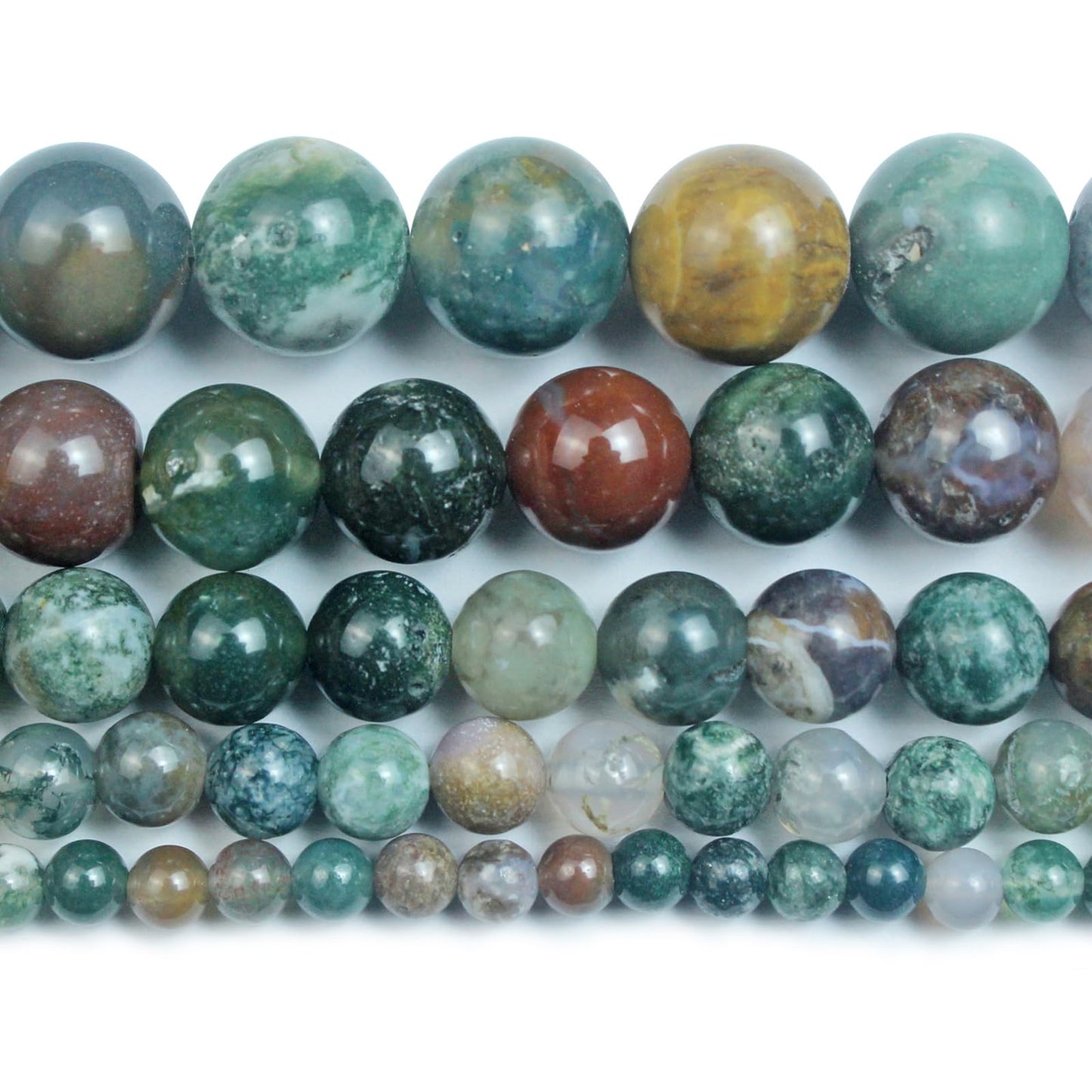 Cynbpm Gemstone Indian Agate Stone Round Loose Charms Kits for Jewelry Making Supplies Adults Women Bracelets Beads 15" 1 Strand 6mm