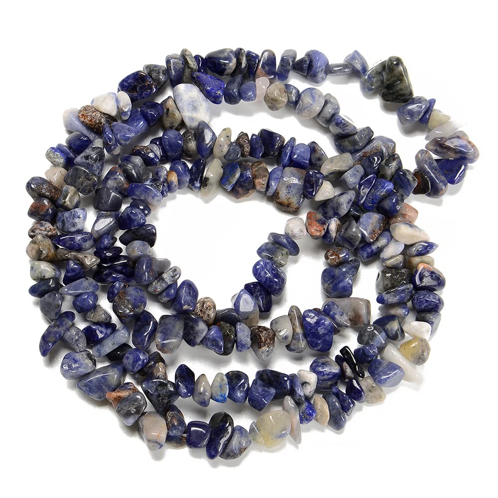PLTbeads 7-8mm Natural Blue Sodalite Gemstone Chips Beads Healing Crystals Waist Bracelets Necklace Kit Irregular Stone DIY Crafts Design Jewelry Making