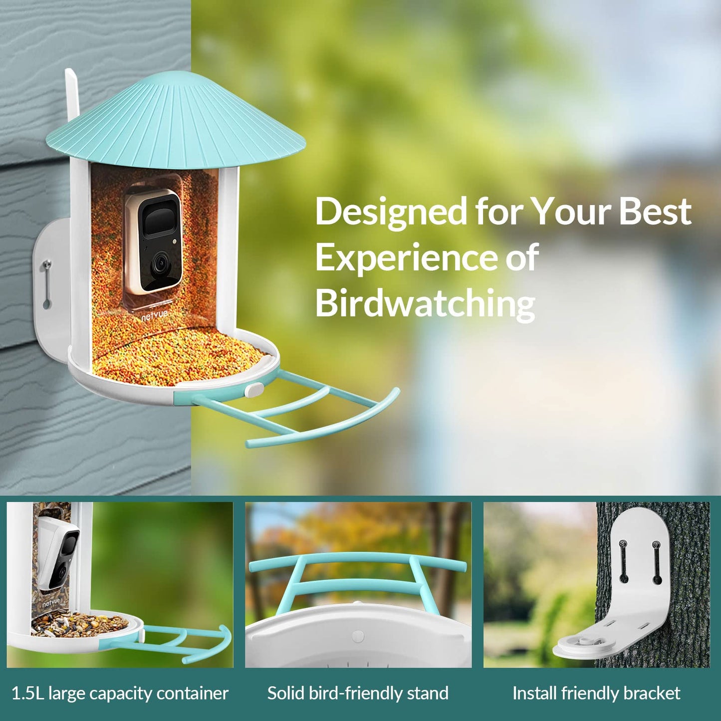 NETVUE by Birdfy Smart Bird Feeder with Camera & Hummingbird Feeder Perch, Attract More Bird Species