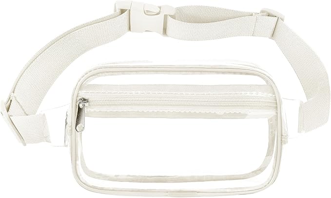 VOROLO Clear Fanny Pack Crossbody Bag For Women And Men Belt Bag Gift For Women Bum Bag with Adjustable Strap for Sports Clear White