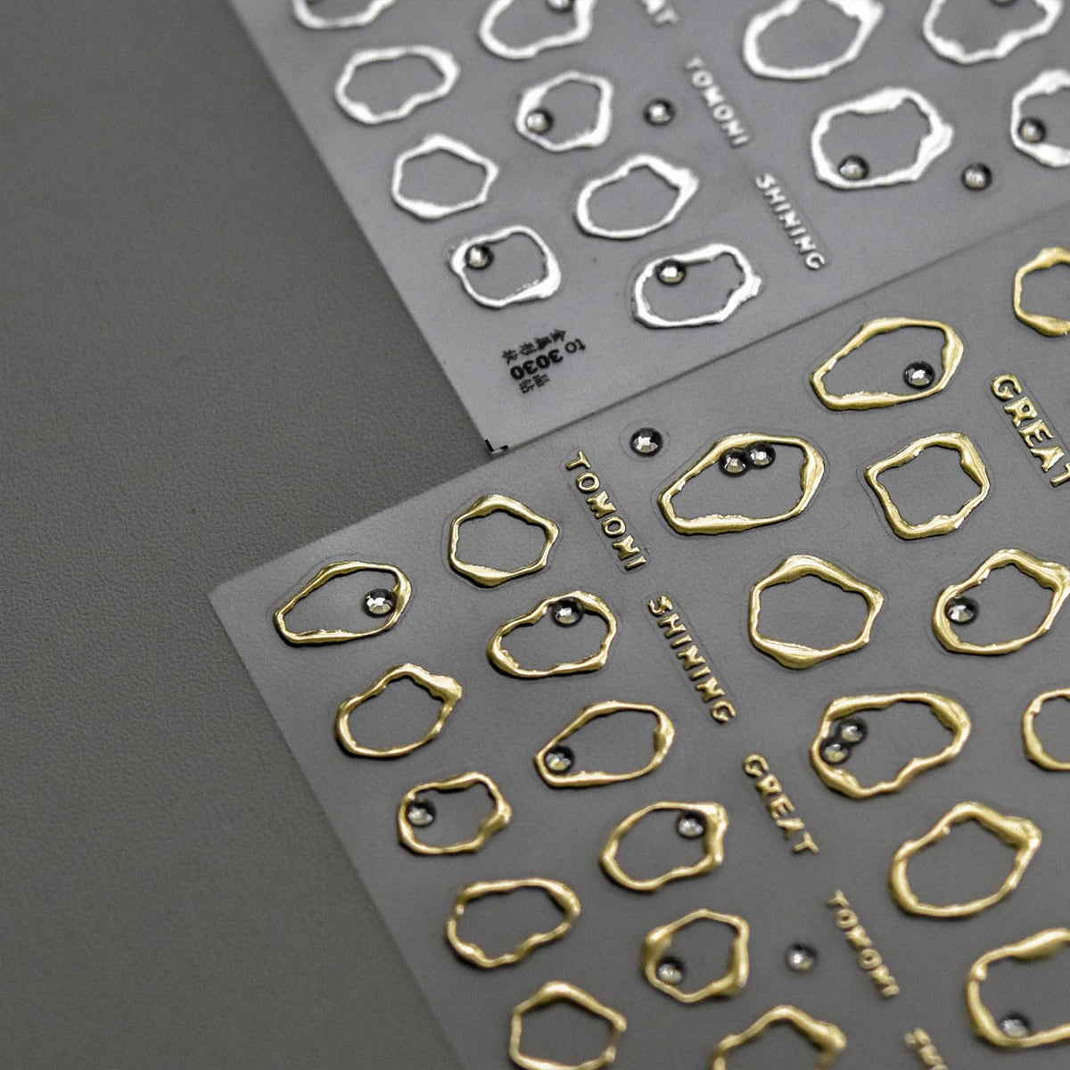 2 Sheets Nail Art Stickers 5D Embossed Nail Stickers Gold Silvery Nails Decals Rhinestones Nails Supplies for Women DIY Manicure Art Decorations for Women