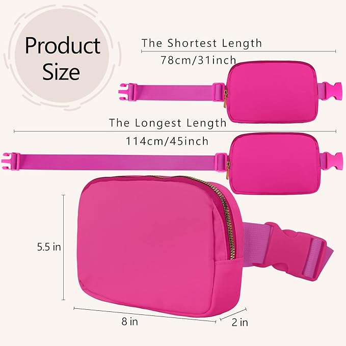 VOROLO Fanny Pack For Women And Men Crossbody Bag Belt Bag with Adjustable Strap Graduation Gifts Magenta