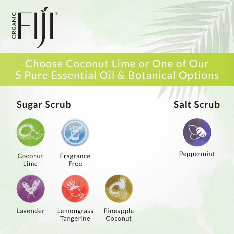 Organic Fiji Whole Body Scrub - Infused with Coconut Oil, Exfoliating Sugar Scrub for Smooth and Soft Skin, Exfoliates & Restores Skin's Natural Biosphere, Coconut Lime 20 oz