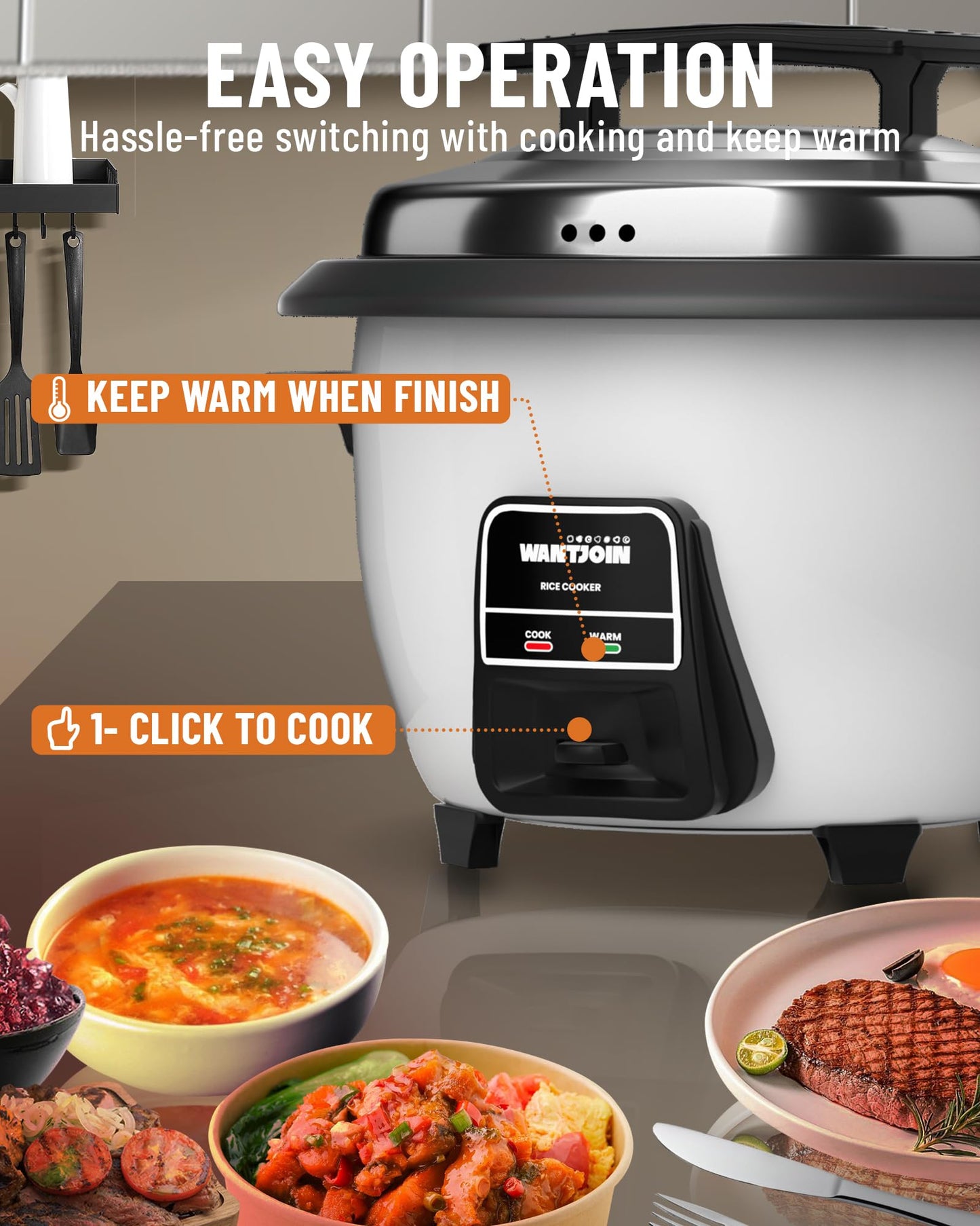 Wantjoin Rice cooker Stainless Rice Cooker & Warmer Commercial Rice cooker for party and family(10L capacity for 4.2L rice,42CUPS) White
