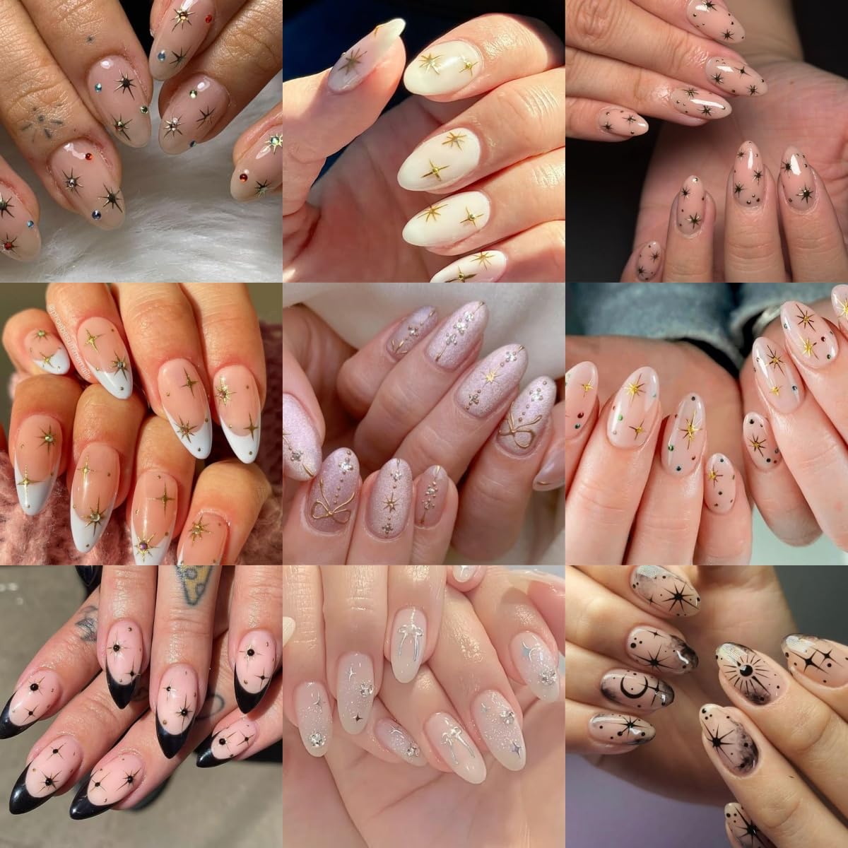 5 Sheets Stars Nail Art Stickers 3D Self Adhesive Shiny Stars Line Nail Decals White Silver Gold Black Star Nail Stickers for Nail Art Star Nail Design Nail Supplies for Women DIY Manicure Decorations