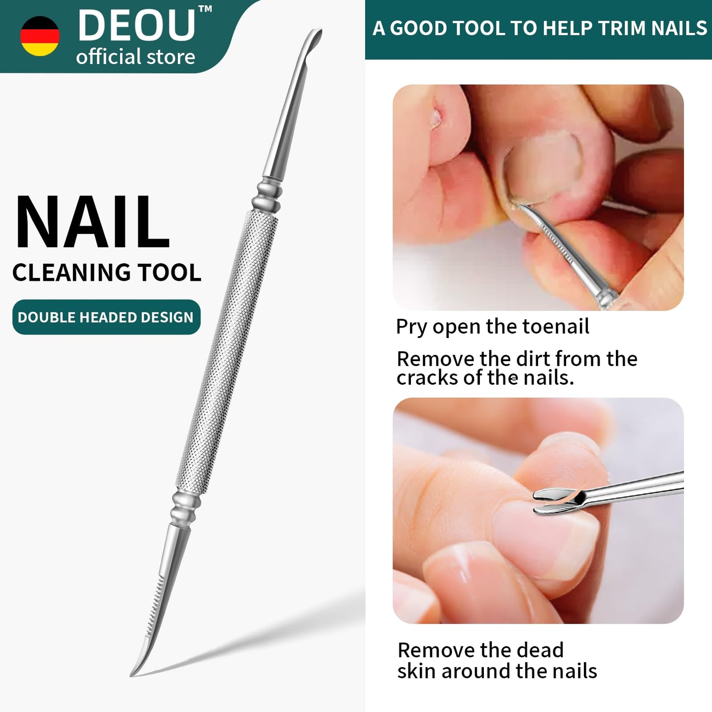 DEOU Toenail Clippers Blade for Ingrown and Thick Nails Stainless Steel Pedicure Tools at Home ingrown toenail Treatment Professional Podiatrist Nail Clippers with (Eagle Beak Pliers+Nail Remover)
