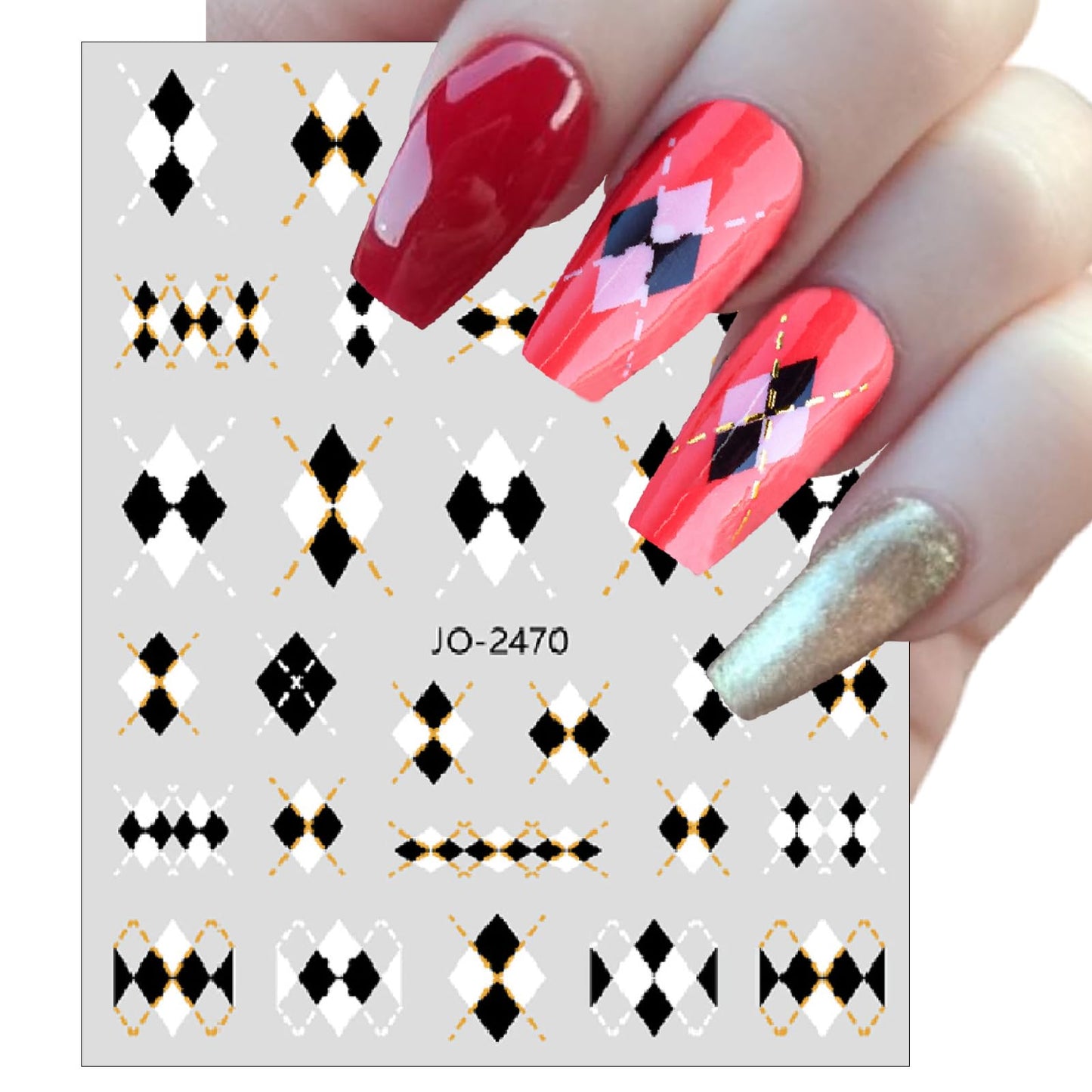 6 Sheets Autumn Winter Plaid Nail Art Stickers Brown Rhombus Bronzing Nail Decals Pegatinas Uñas Classic Plaid Design Geometry Plaid Nail Sticker Nail Supplies for Women Nails DIY Decorations