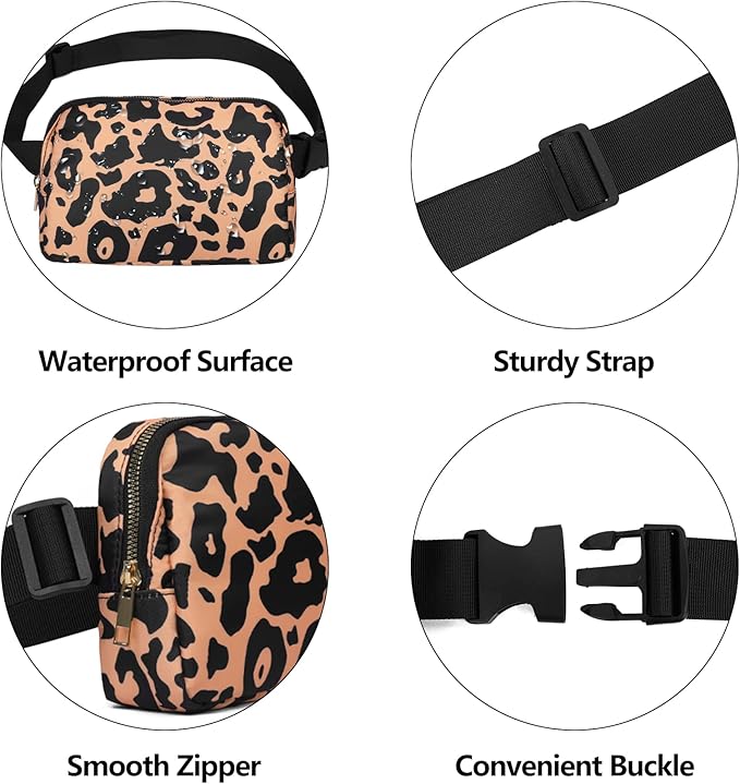 VOROLO Fanny Pack For Women And Men Crossbody Bag Belt Bag with Adjustable Strap Graduation Gifts Leopard Yellow