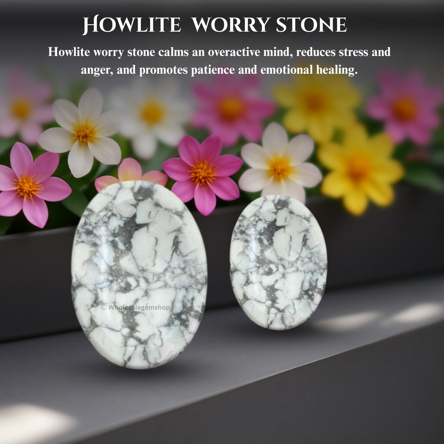 Howlite Thumb Worry Stones Metaphysical Gemstone Crystal Healing Reiki Men Women Gift Feng Shui Positive Energy Love Wellness Palm Stones Wicca Powerful