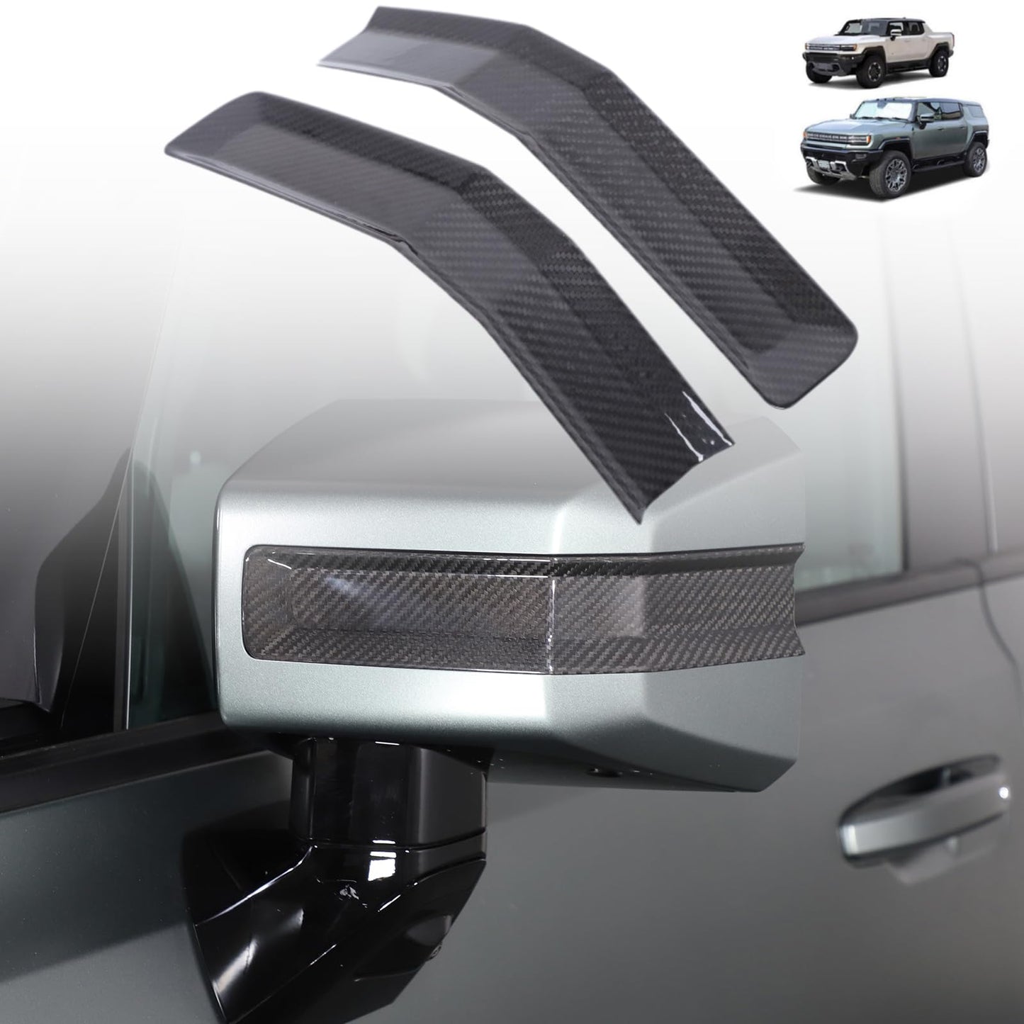 for Hummer EV SUV Pickup Accessories Rear View Mirror Side Molding Cover Trims,Genuine Carbon Fiber Rearview Mirror Molding Protector for Hummer EV SUV Truck 2022-2024-2025 (Black)