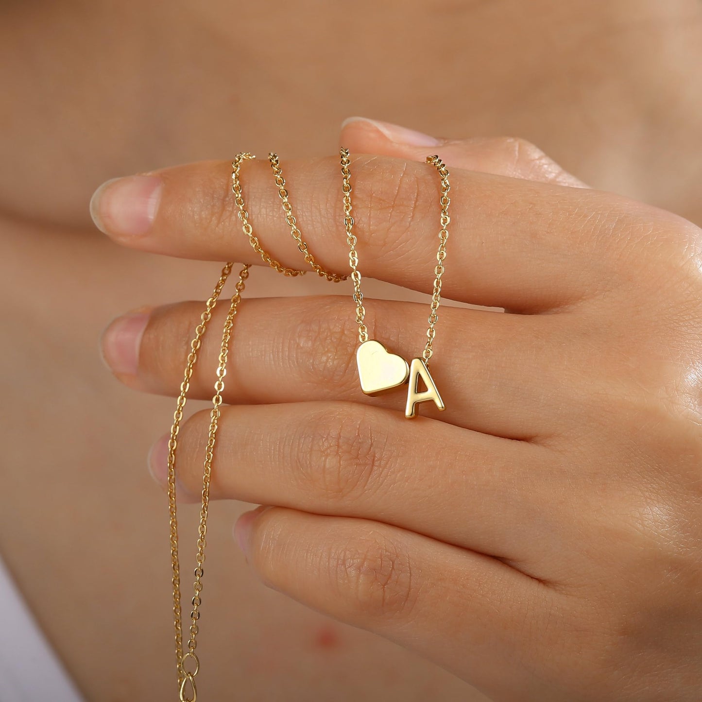 Turandoss Mothers Day Gifts - Heart Initial A Necklaces for Women Trendy, Dainty 18K Gold Plated Heart Letter Necklaces Personalized Name Jewelry Mothers Day Gifts for Mom Girlfriend Wife Daughter