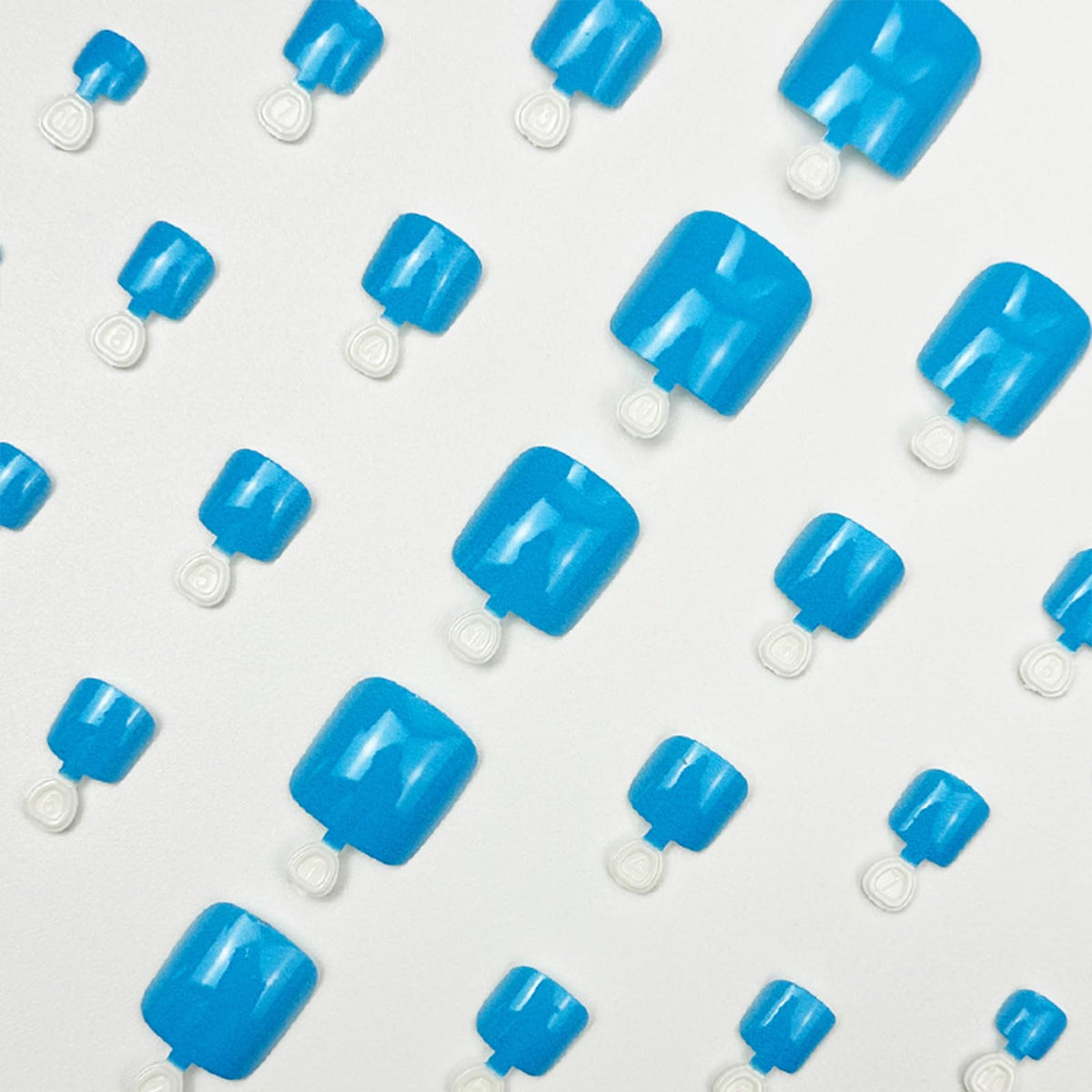 IMRAIN 48Pcs Press on Toe Nails Short Square Fake Toenails Blue French Tips Acrylic False Nails with White Flower Designs Full Cover Glossy Glue on Toe Nails Summer Artificial Nail Supplies
