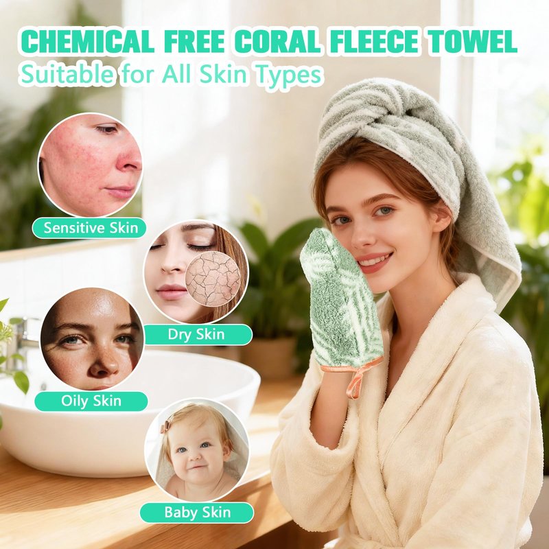 PHOGARY Washcloth 6 Pack for Face Body Bathroom, 6"x8" Super Absorbent & Soft Coral Fleece Facial Cloths for Showering, Quick Dry Towel with Hanging Loop