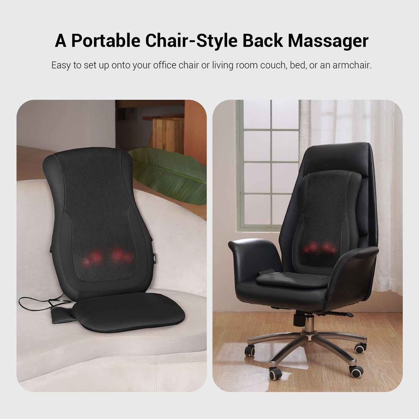 Mynt Black Acupressure Massage Chair Pad with 4 Deep Kneading Nodes, Shiatsu Back Massager for Chair with Heat, Heated Back Massage with a Cushion for Deep Tissue, Gift for Father Day