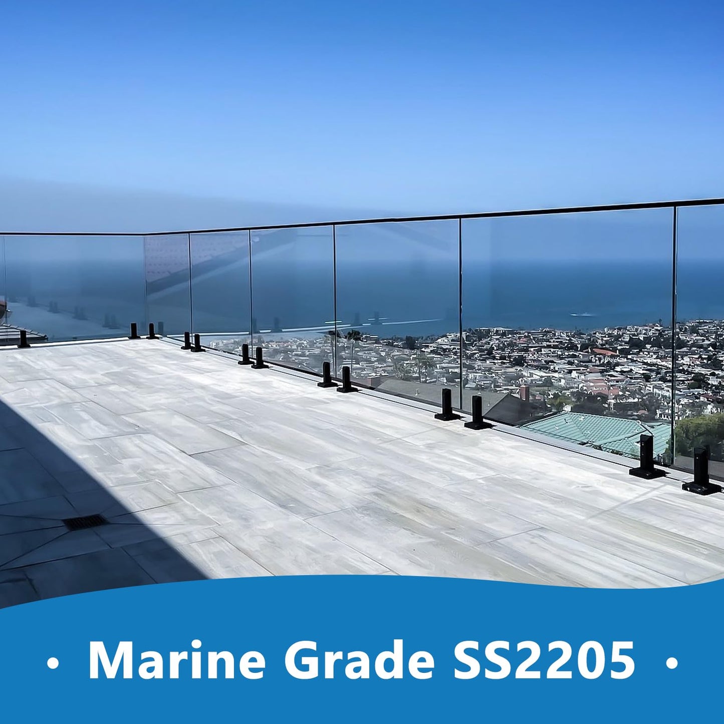 LukLoy Marine Grade SS2205 Glass Pool Fence Spigot Railing Clamp for Coastal City / Inland Projects, Resistant to Corrosion and Rust Black (1Pack, NW 2.1lb, GW 3.0lb) - Level 2