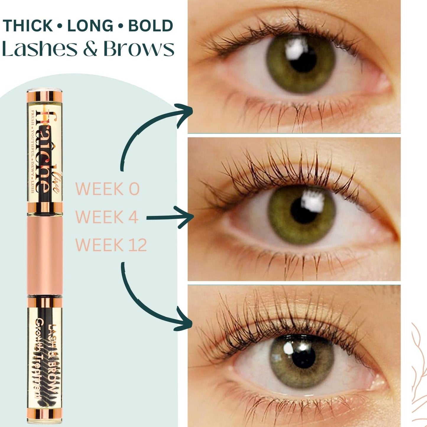 Live Fraiche Organic Castor Oil (4oz) + Filled Mascara Tube, 100% USDA Pure, Cold Pressed, Hexane Free Lash Serum Hair Growth Oil for Eyelashes, Eyebrows, Hair - Brow and Hair Treatment Oil