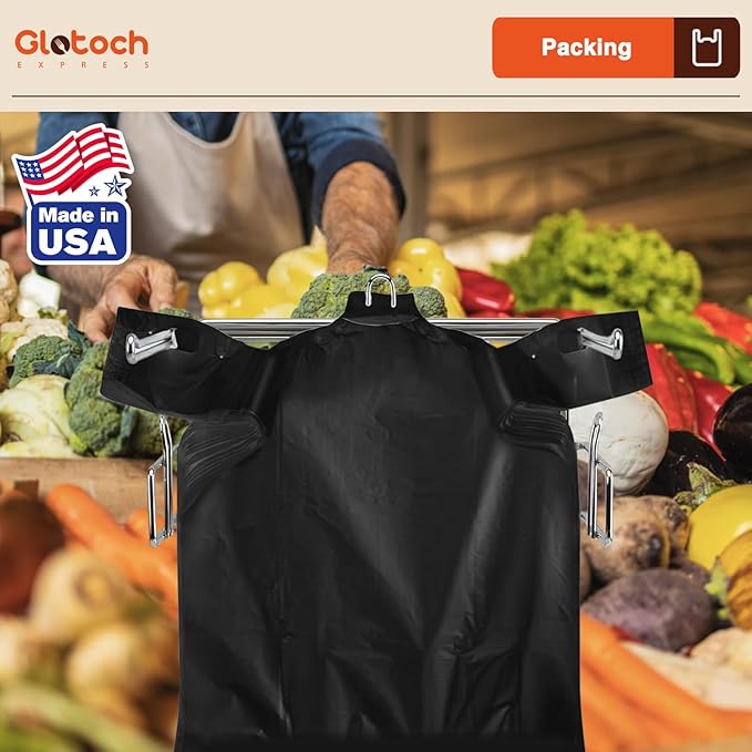 Glotoch Plastic T-shirt Bags (500 Count) Black (Plain), 11.5" x 6.5" x 21" Grocery Bags with Handles for Restaurant, Retail, Grocery Store, Takeout, Convenience, Trash, Shopping Bag Small Business