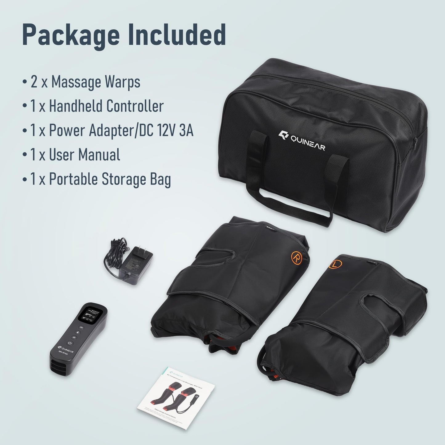 QUINEAR Leg Massager, 3-in-1 Heat and Compression Therapy, Air Compression Leg Recovery System, Leg Massage Boots for Circulation and Pain Relief, FSA-HSA-Eligible