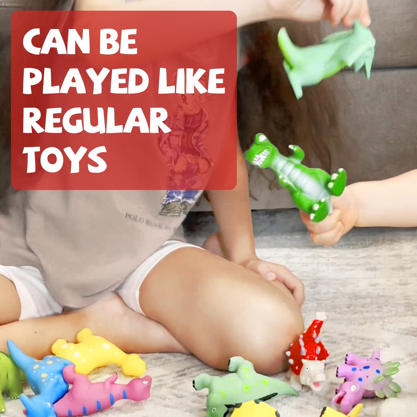 Hely Cancy Dinosaur Bath Toys for Toddler, No Hole Baby Bathtub Shower Water Pool Toys