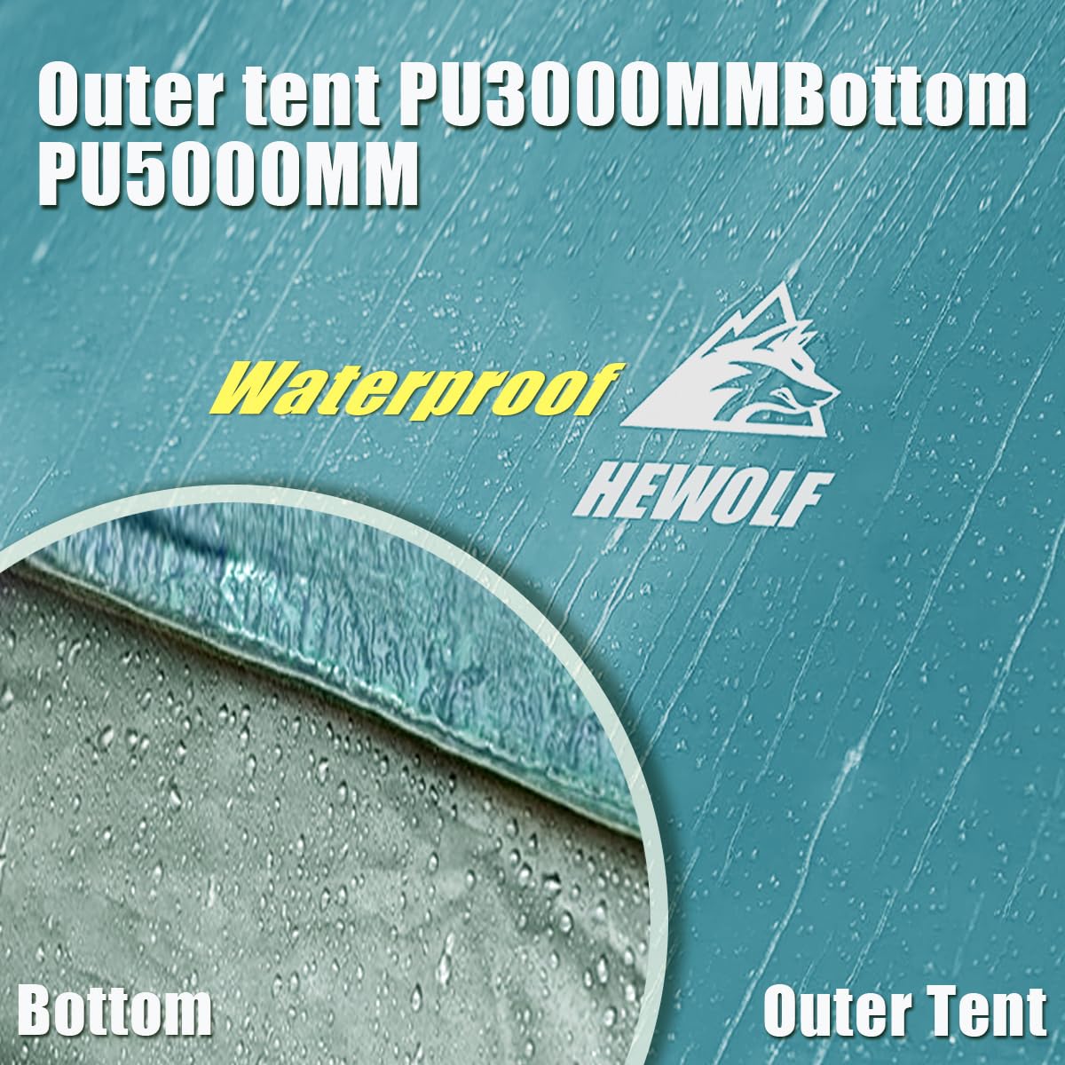 Hewolf 2/3/4 Person Camping Tent - Instant Pop Up Waterproof 2 Doors Tent with Easy Setup | 3-Season Hexagonal Dome Design for Family, Hiking & Traveling (Blue)