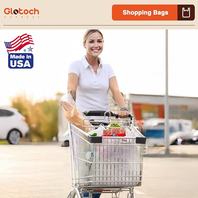 Glotoch 1000 Count-Plastic T-shirt Bags Plain White, 11.5" x 6.5" x 21" Grocery Bags with Handles for Restaurant, Retail, Grocery Store, Takeout, Convenience, Trash, Shopping Bag Small Business