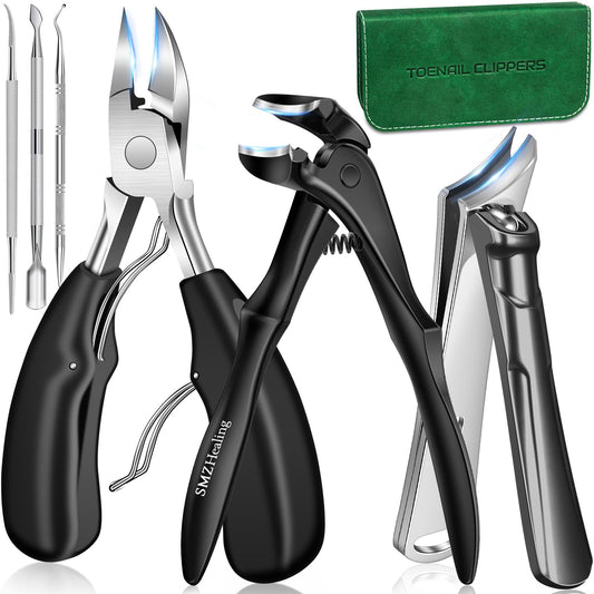 Toenail Clippers for Seniors Thick Toenails, 2026 Long Handle Toe Nail Clippers with Angled Head, Slanted Toenail Clippers & Wide Opening Ingrown Nail Clippers for Men, 6PCS