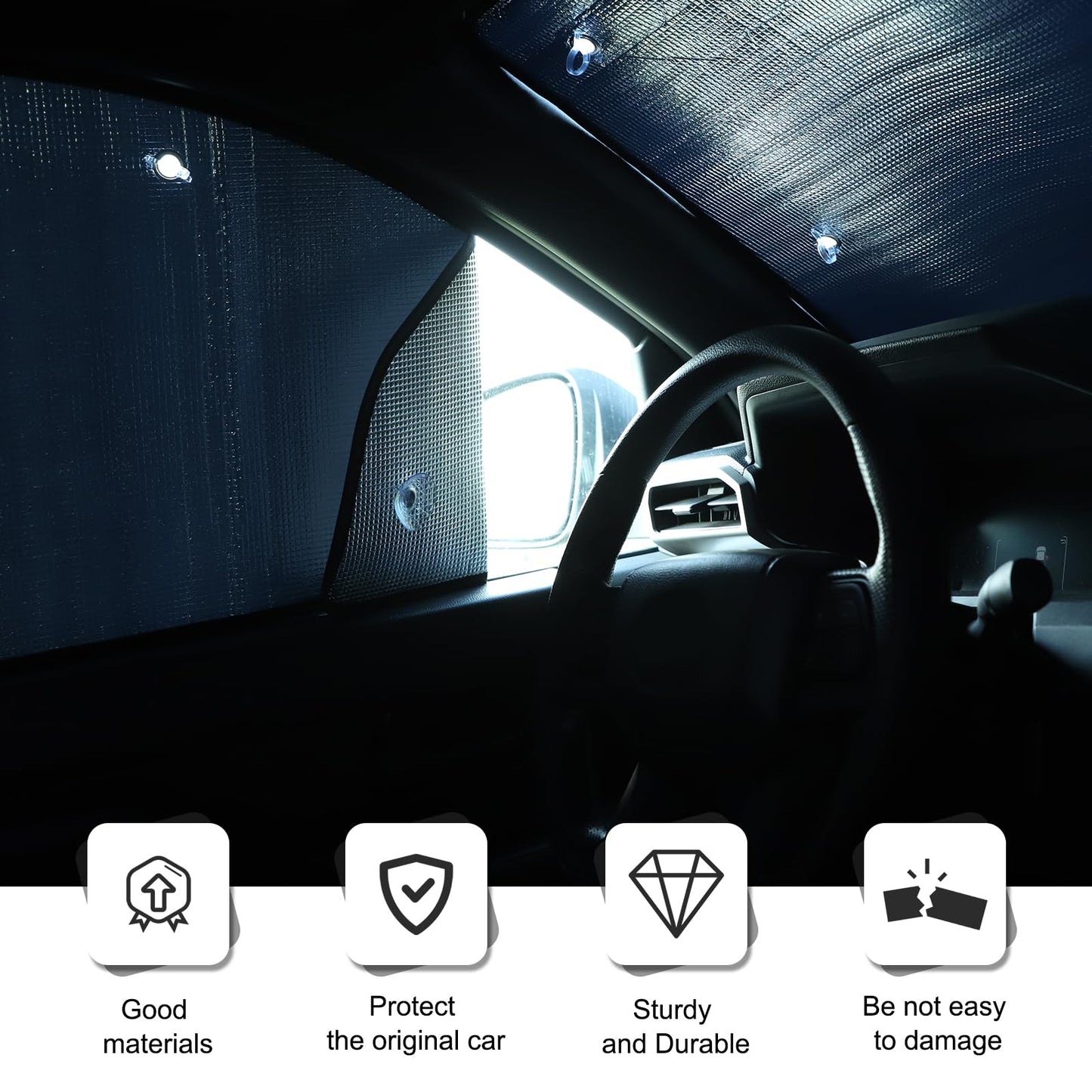 Windshield Sunshade with Suction Cup All Window Compatible with Toyota Tacoma 2024 2025 2026, UV Ray Reflector Sun Shade Visor Shield Shade