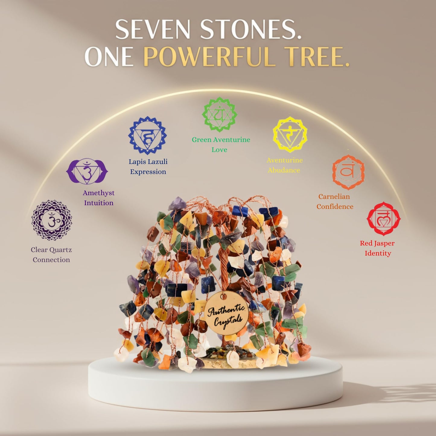 ANAYA AGATE 7 Chakra Tree of Life Feng Shui Crystal Tree for Home Décor, Wealth, Luck & Protection, Spiritual Reiki Healing Bonsai for Positive Energy Gift, Meditation & Manifestation Decor