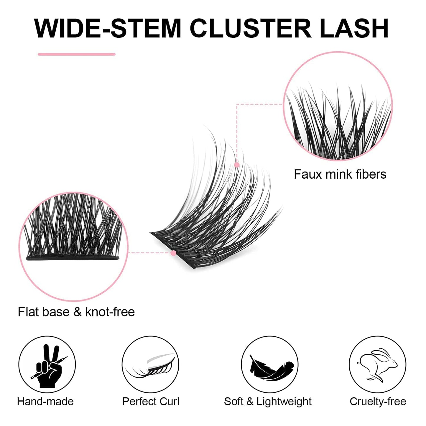 KISSXIAOYA Cluster Lashes Extensions, 144Pcs Individual Cluster Lashes D Curl 14mm, Wide Stem Cluster Eyelashes Soft Natural False Eyelashes Cluster DIY Eyelash Extension At Home (144pcs, 14mm)