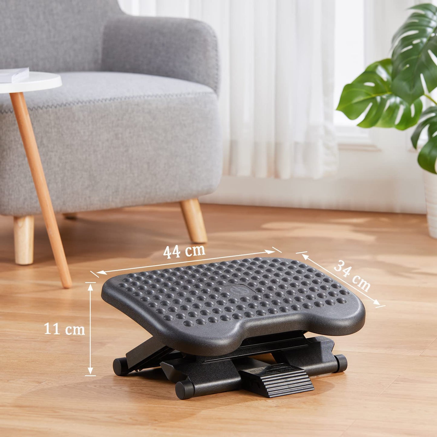 HUANUO Adjustable Desk Footrest, Foot Rest for Under Desk at Work with Massage, Adjustable Foot Stool with 3 Height Position & 30 Degree Tilt Angle Adjustment for Home, Office