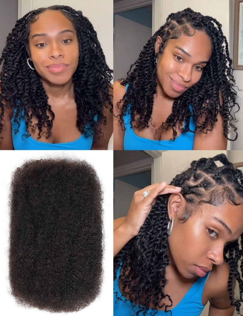 Style Icon 1 Bundle Afro Kinkys Bulk Human Hair (12", Natural Black) - Twist Braids - Curly Hair Extensions- Dreadlocks - Loc Braiding Hair