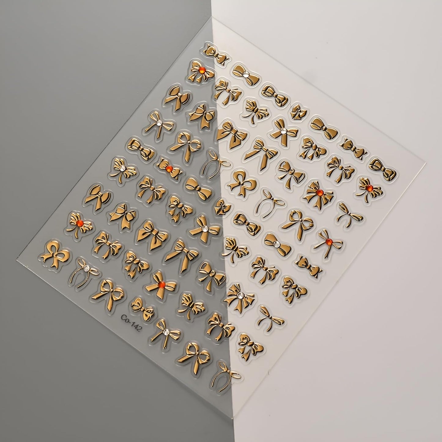 Gold Nail Stickers Gold Bow Nail Stickers for Nail Art 5D Self-Adhesive Nail Decals with Rhinestones Design Bow Nails Art Supplies Decoration Accessories for Women and Girls
